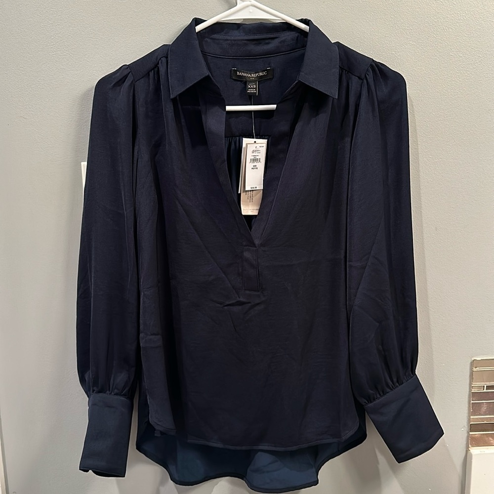 Banana Republic Navy Silky Blouse